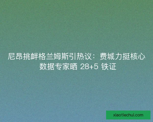 尼昂挑衅格兰姆斯引热议：费城力挺核心 数据专家晒 28+5 铁证