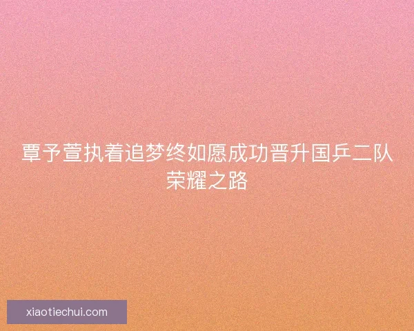 覃予萱执着追梦终如愿成功晋升国乒二队荣耀之路