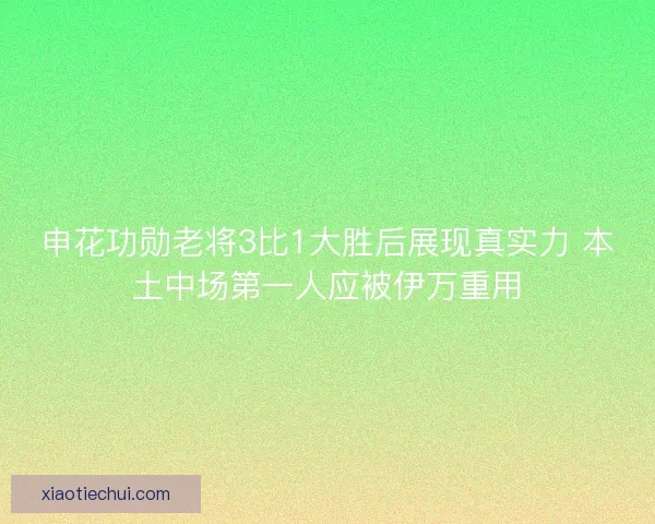 申花功勋老将3比1大胜后展现真实力 本土中场第一人应被伊万重用 申花功勋老将3比1大胜后展现真实力 本土中场第一人应被伊万重用