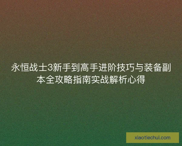 永恒战士3新手到高手进阶技巧与装备副本全攻略指南实战解析心得