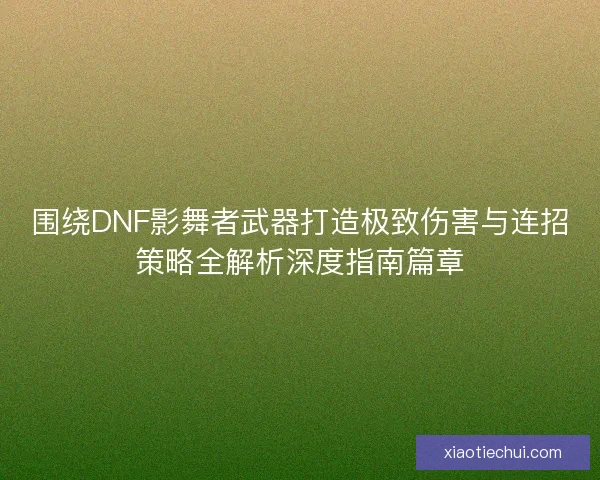 围绕DNF影舞者武器打造极致伤害与连招策略全解析深度指南篇章