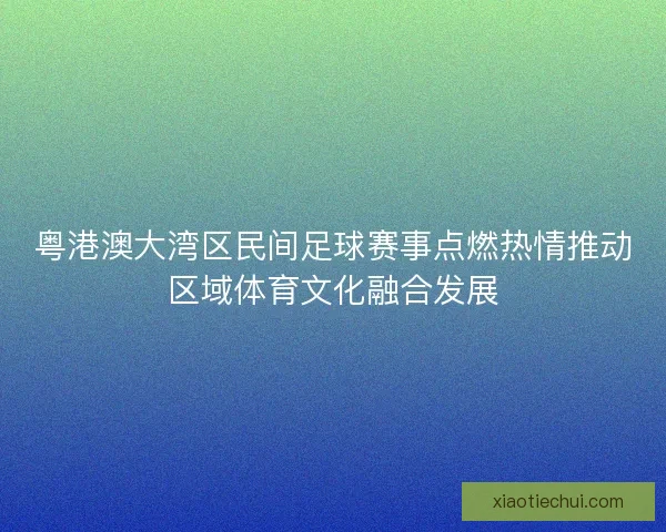 粤港澳大湾区民间足球赛事点燃热情推动区域体育文化融合发展