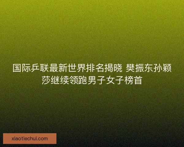 国际乒联最新世界排名揭晓 樊振东孙颖莎继续领跑男子女子榜首 国际乒联最新世界排名揭晓 樊振东孙颖莎继续领跑男子女子榜首